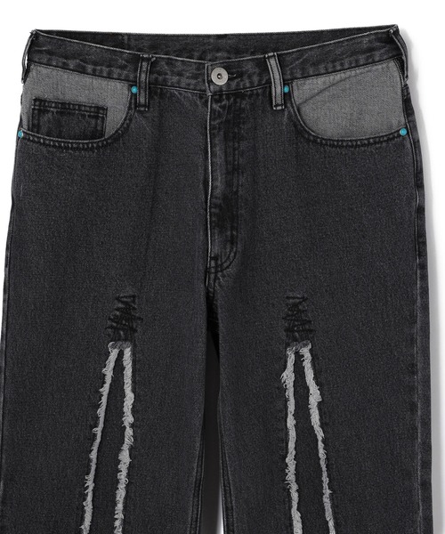 DANKE SCHON（ダンケシェーン）の「DankeSchon/ダンケシェーン/リメイクデニム/RemakeDenim frontboots（デニムパンツ・メンズ・ブラック/ブルー・MEDIUM/LARGE）」の9枚目の写真