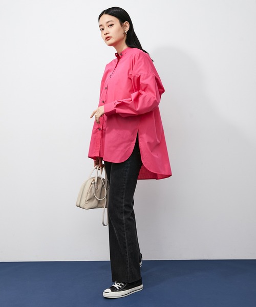 ADAM ET ROPE'(アダムエロペ)の「【アウトレット店舗・WEB限定】TCブロードバンドカラーロングシャツ(シャツ/ブラウス・レディース・ブラウン/ピンク/ホワイト・FREE)」の10枚目の写真