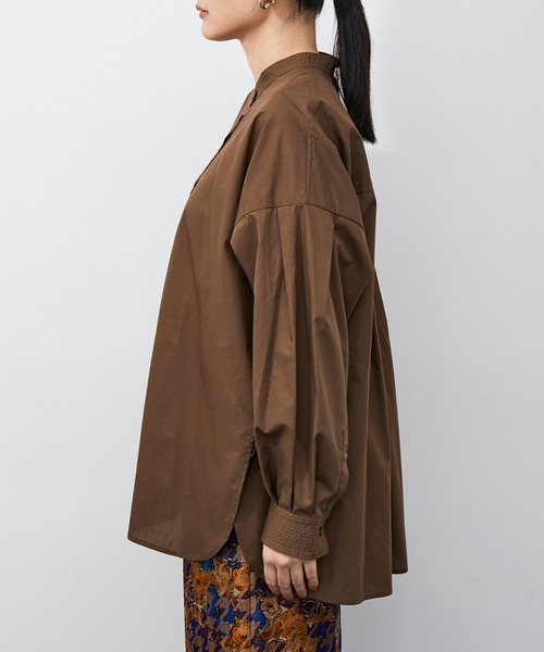 ADAM ET ROPE'(アダムエロペ)の「【アウトレット店舗・WEB限定】TCブロードバンドカラーロングシャツ(シャツ/ブラウス・レディース・ブラウン/ピンク/ホワイト・FREE)」の4枚目の写真