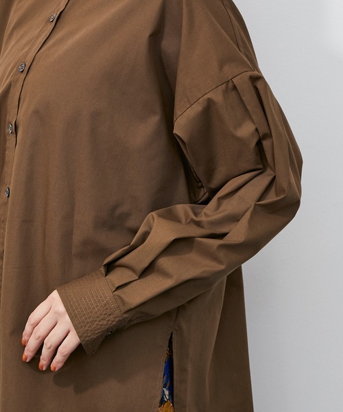 ADAM ET ROPE'(アダムエロペ)の「【アウトレット店舗・WEB限定】TCブロードバンドカラーロングシャツ(シャツ/ブラウス・レディース・ブラウン/ピンク/ホワイト・FREE)」の9枚目の写真