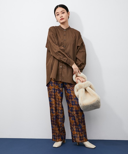 ADAM ET ROPE'(アダムエロペ)の「【アウトレット店舗・WEB限定】TCブロードバンドカラーロングシャツ(シャツ/ブラウス・レディース・ブラウン/ピンク/ホワイト・FREE)」の5枚目の写真