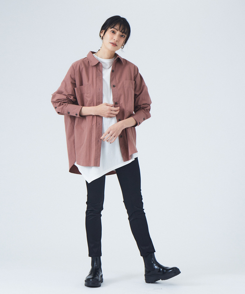 JILKY（ジルキー）の「【JILKY】ピーチギャバオーバーサイズシャツ◇セットアップ対応（シャツ/ブラウス・レディース・ブラック/ピンク/グレイッシュベージュ・フリー）」の4枚目の写真