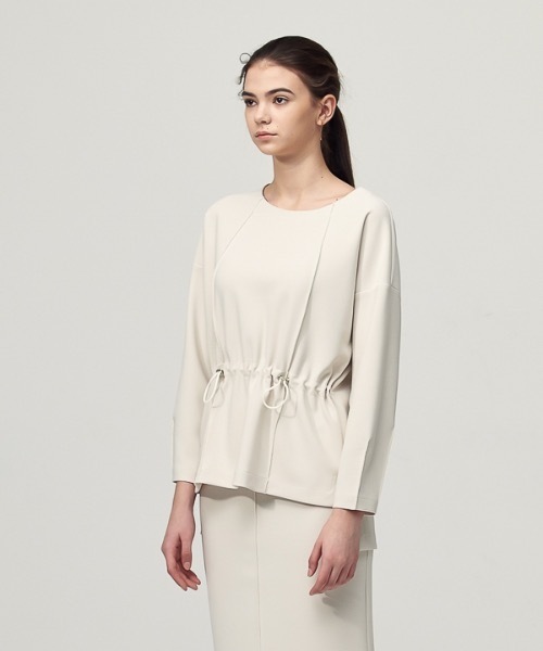 ACUD（アクド）の「【ACUD 】コンフォートストリングディテールブラウス / Comfort String Detail Blouse（シャツ/ブラウス・レディース・ブラック/オフホワイト/オリーブ・FREE）」の6枚目の写真