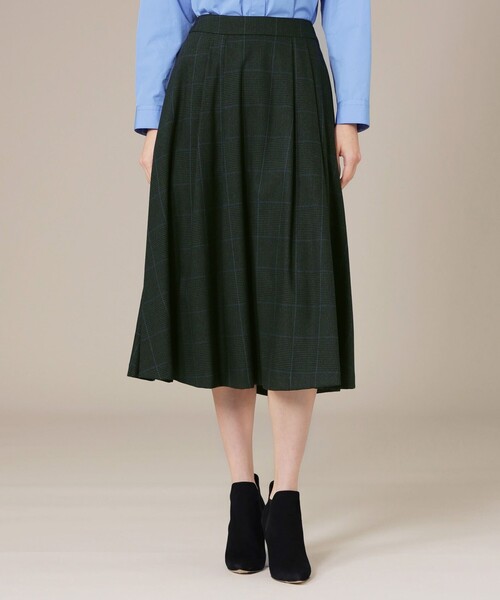 MACKINTOSH LONDON（マッキントッシュ ロンドン）の「ストレッチサキソニーチェックスカート（スカート・レディース・グリーン系その他5/ブラウン系その他4・40/38/36）」の2枚目の写真