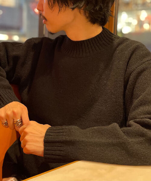 GLOSTER(グロスター)の「【GLOSTER/グロスター】Pure Shetland Wool モックネックプルオーバーニット(ニット/セーター・メンズ・ブラック/オフホワイト/オレンジ・LARGE/MEDIUM)」の2枚目の写真