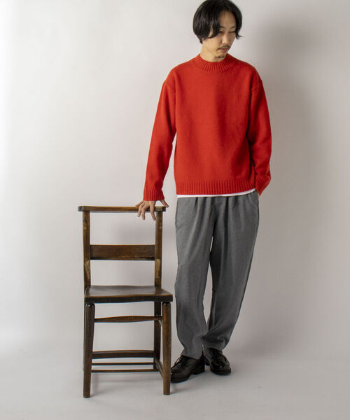 GLOSTER(グロスター)の「【GLOSTER/グロスター】Pure Shetland Wool モックネックプルオーバーニット(ニット/セーター・メンズ・ブラック/オフホワイト/オレンジ・LARGE/MEDIUM)」の4枚目の写真