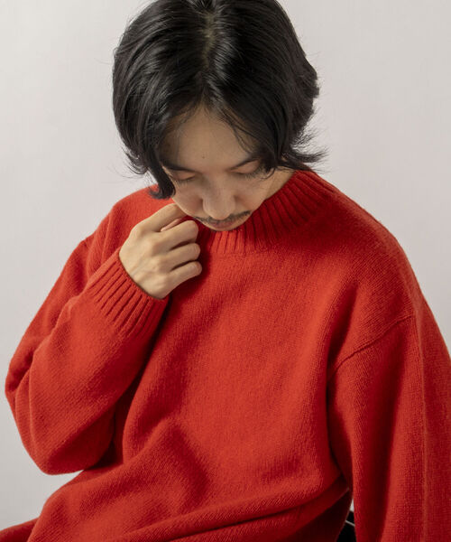 GLOSTER(グロスター)の「【GLOSTER/グロスター】Pure Shetland Wool モックネックプルオーバーニット(ニット/セーター・メンズ・ブラック/オフホワイト/オレンジ・LARGE/MEDIUM)」の6枚目の写真