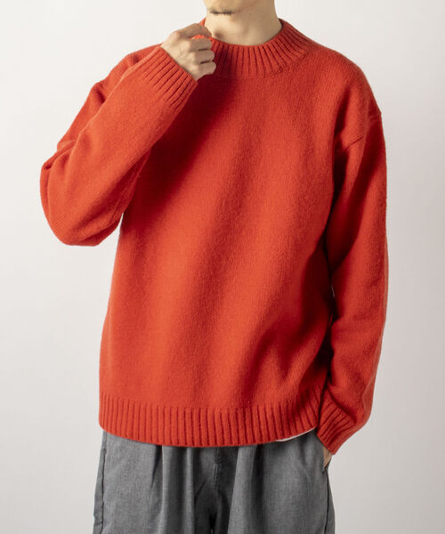GLOSTER(グロスター)の「【GLOSTER/グロスター】Pure Shetland Wool モックネックプルオーバーニット(ニット/セーター・メンズ・ブラック/オフホワイト/オレンジ・LARGE/MEDIUM)」の10枚目の写真