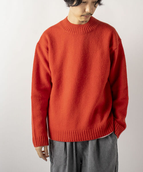 GLOSTER(グロスター)の「【GLOSTER/グロスター】Pure Shetland Wool モックネックプルオーバーニット(ニット/セーター・メンズ・ブラック/オフホワイト/オレンジ・LARGE/MEDIUM)」の11枚目の写真