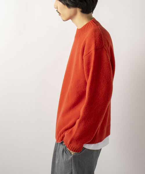 GLOSTER(グロスター)の「【GLOSTER/グロスター】Pure Shetland Wool モックネックプルオーバーニット(ニット/セーター・メンズ・ブラック/オフホワイト/オレンジ・LARGE/MEDIUM)」の12枚目の写真