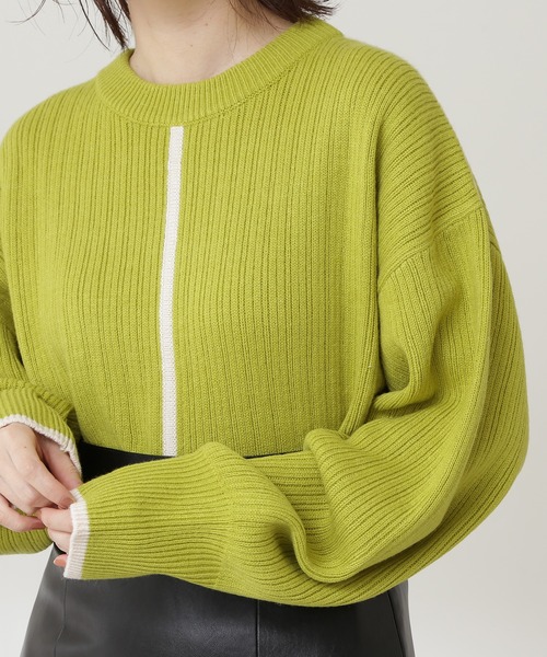 N.（N. Natural Beauty Basic）（エヌエヌナチュラルビューティーベーシック）の「◆配色ライン切替ニット（ニット/セーター・レディース・ベージュ/ライトグリーン・MEDIUM）」の11枚目の写真