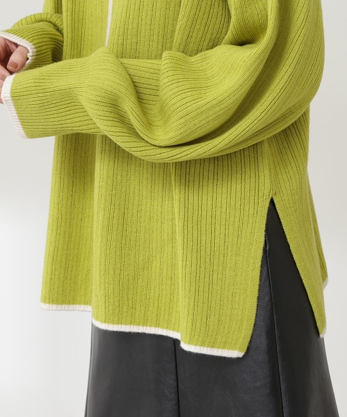 N.（N. Natural Beauty Basic）（エヌエヌナチュラルビューティーベーシック）の「◆配色ライン切替ニット（ニット/セーター・レディース・ベージュ/ライトグリーン・MEDIUM）」の12枚目の写真