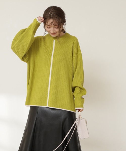 N.（N. Natural Beauty Basic）（エヌエヌナチュラルビューティーベーシック）の「◆配色ライン切替ニット（ニット/セーター・レディース・ベージュ/ライトグリーン・MEDIUM）」の13枚目の写真