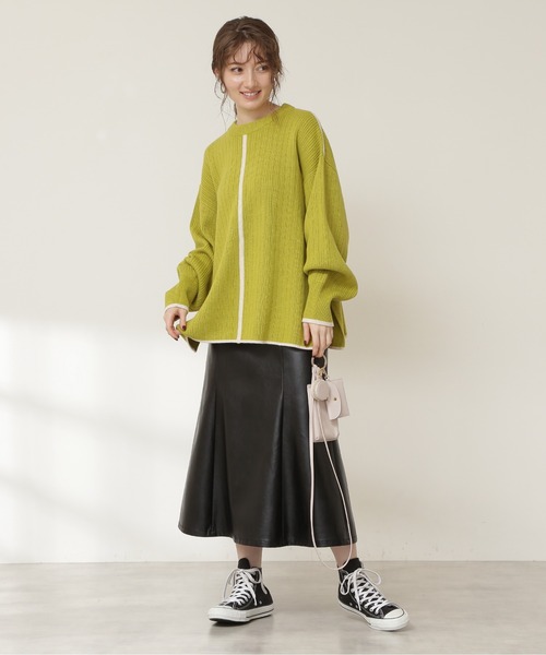 N.（N. Natural Beauty Basic）（エヌエヌナチュラルビューティーベーシック）の「◆配色ライン切替ニット（ニット/セーター・レディース・ベージュ/ライトグリーン・MEDIUM）」の14枚目の写真