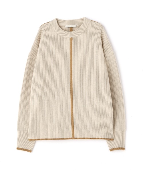 N.（N. Natural Beauty Basic）（エヌエヌナチュラルビューティーベーシック）の「◆配色ライン切替ニット（ニット/セーター・レディース・ベージュ/ライトグリーン・MEDIUM）」の20枚目の写真