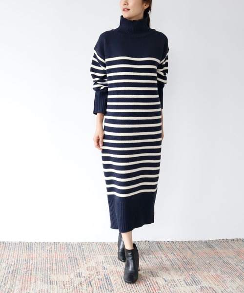 ELFRANK（エルフランク）の「ハイネックスレンダーボーダーニット