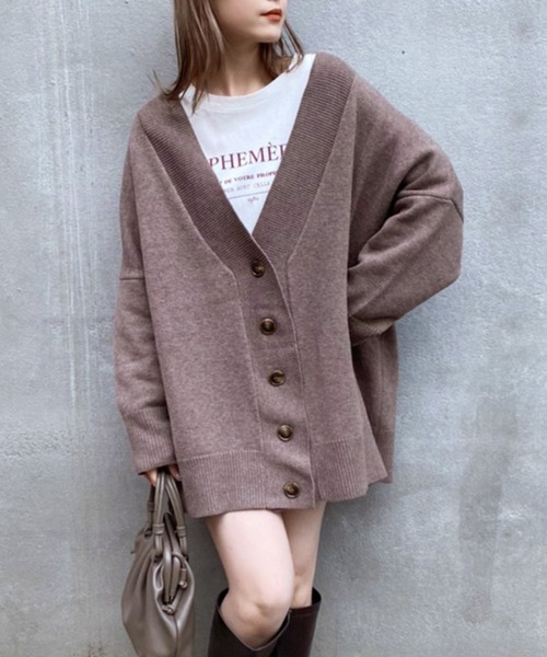 one after another NICE CLAUP（ワンアフターアナザーナイスクラップ）の「【WEB限定】ビックシルエットカーディガン（カーディガン/ボレロ・レディース・ブラック/グレー/モカ/ベージュ/ミント・FREE）」の4枚目の写真