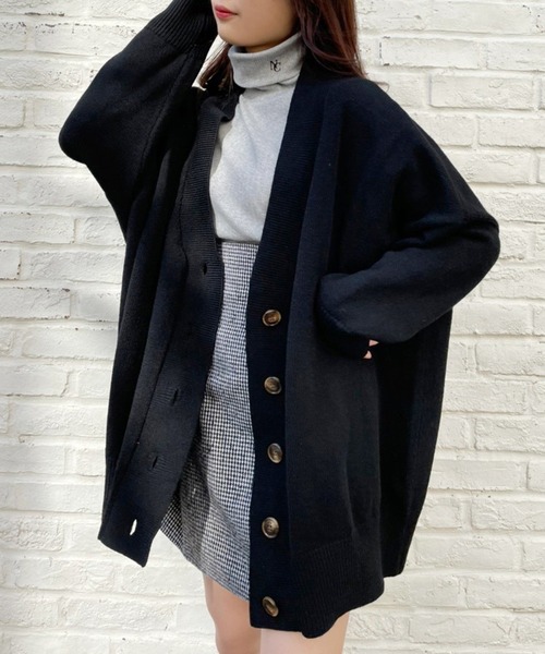 one after another NICE CLAUP（ワンアフターアナザーナイスクラップ）の「【WEB限定】ビックシルエットカーディガン（カーディガン/ボレロ・レディース・ブラック/グレー/モカ/ベージュ/ミント・FREE）」の8枚目の写真