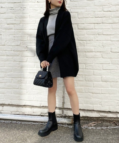 one after another NICE CLAUP（ワンアフターアナザーナイスクラップ）の「【WEB限定】ビックシルエットカーディガン（カーディガン/ボレロ・レディース・ブラック/グレー/モカ/ベージュ/ミント・FREE）」の6枚目の写真