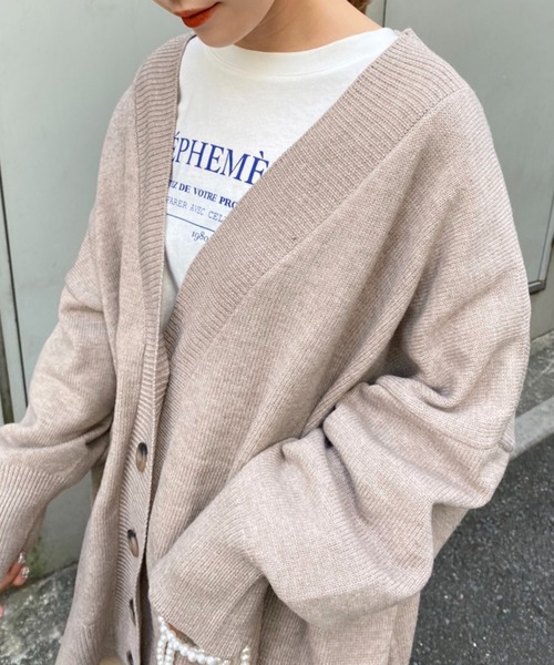 one after another NICE CLAUP（ワンアフターアナザーナイスクラップ）の「【WEB限定】ビックシルエットカーディガン（カーディガン/ボレロ・レディース・ブラック/グレー/モカ/ベージュ/ミント・FREE）」の18枚目の写真