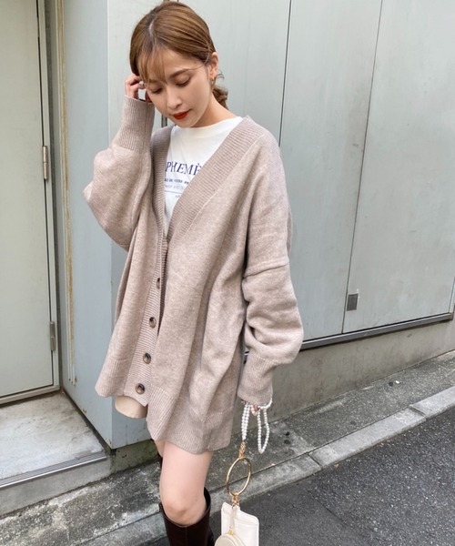 one after another NICE CLAUP（ワンアフターアナザーナイスクラップ）の「【WEB限定】ビックシルエットカーディガン（カーディガン/ボレロ・レディース・ブラック/グレー/モカ/ベージュ/ミント・FREE）」の15枚目の写真