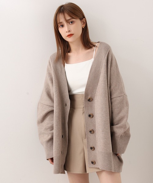 one after another NICE CLAUP（ワンアフターアナザーナイスクラップ）の「【WEB限定】ビックシルエットカーディガン（カーディガン/ボレロ・レディース・ブラック/グレー/モカ/ベージュ/ミント・FREE）」の22枚目の写真