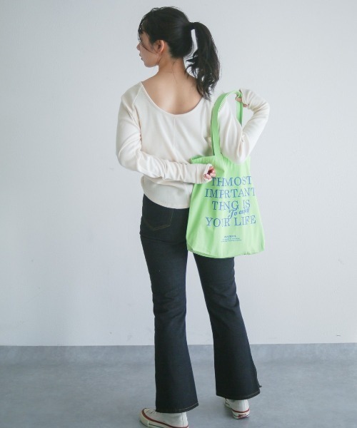 spoon store（スプーンストア）の「ハニカムテレコラグランプルオーバー（Tシャツ/カットソー・レディース・グリーン/アイボリー・フリー）」の6枚目の写真