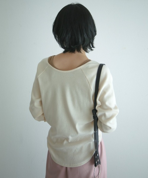 spoon store（スプーンストア）の「ハニカムテレコラグランプルオーバー（Tシャツ/カットソー・レディース・グリーン/アイボリー・フリー）」の8枚目の写真