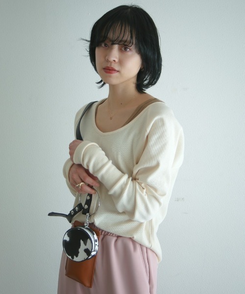 spoon store（スプーンストア）の「ハニカムテレコラグランプルオーバー（Tシャツ/カットソー・レディース・グリーン/アイボリー・フリー）」の7枚目の写真