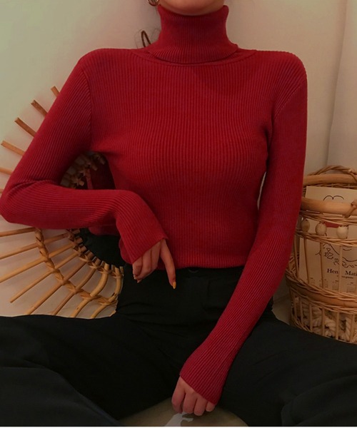 Jasmine Grandiflorum（ジャスミングランディフローラム）の「【Jasmine】何にでも合わせられて使いやすいタートルネックニット（ニット/セーター・レディース・ホワイト/ブラック/ベージュ/パープル/グレー/オフホワイト/ピンク/イエロー/グリーン/ワイン・FREE）」の10枚目の写真