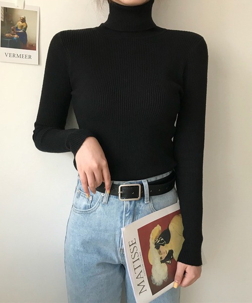 Jasmine Grandiflorum（ジャスミングランディフローラム）の「【Jasmine】何にでも合わせられて使いやすいタートルネックニット（ニット/セーター・レディース・ホワイト/ブラック/ベージュ/パープル/グレー/オフホワイト/ピンク/イエロー/グリーン/ワイン・FREE）」の4枚目の写真