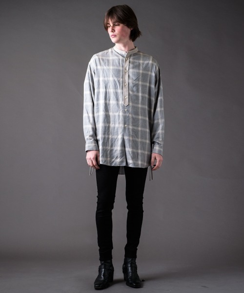 Buffalo Bobs(バッファローボブズ)の「KURUA-CHECK(クルタ-チェック)ビッグシルエット チェック シャツ(シャツ/ブラウス・メンズ・グレー/レッド/ブラック・2-3/1-2)」の4枚目の写真