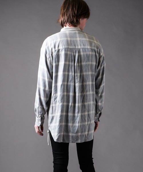 Buffalo Bobs(バッファローボブズ)の「KURUA-CHECK(クルタ-チェック)ビッグシルエット チェック シャツ(シャツ/ブラウス・メンズ・グレー/レッド/ブラック・2-3/1-2)」の7枚目の写真