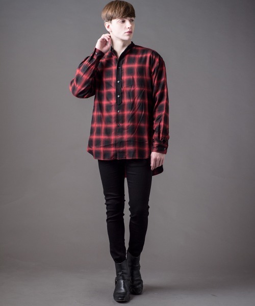 Buffalo Bobs(バッファローボブズ)の「KURUA-CHECK(クルタ-チェック)ビッグシルエット チェック シャツ(シャツ/ブラウス・メンズ・グレー/レッド/ブラック・2-3/1-2)」の17枚目の写真