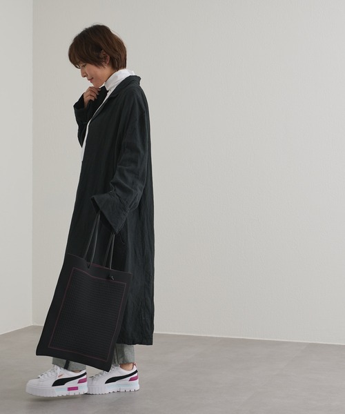 ear PAPILLONNER(イアパピヨネ)の「ぺったんメッシュトートバッグ(トートバッグ・レディース・ブラック/キャメル・FREE)」の10枚目の写真