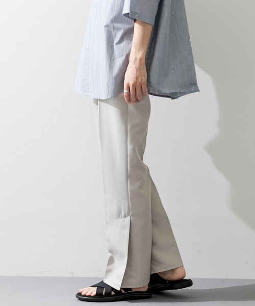 SENSE OF PLACE by URBAN RESEARCH（センスオブプレイスバイアーバンリサーチ）の「『わたべ×SOP』センタープレススリットパンツ（スラックス・メンズ・ライトベージュ/グリーン/ネイビー/ブラック・LARGE/MEDIUM）」の5枚目の写真