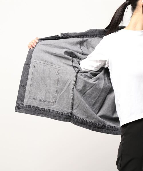 ems excite(エムズエキサイト)の「ビッグGジャン(デニムジャケット・レディース・ブルー/ブラック/アイボリー・FREE)」の6枚目の写真