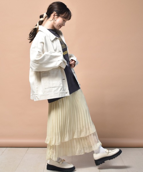 ems excite(エムズエキサイト)の「ビッグGジャン(デニムジャケット・レディース・ブルー/ブラック/アイボリー・FREE)」の8枚目の写真