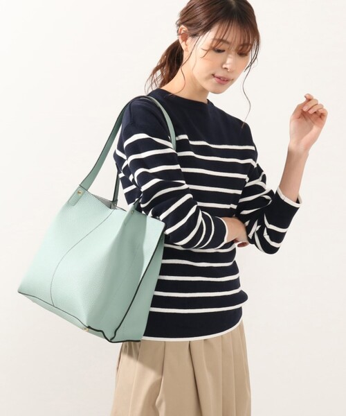 DRESKIP（ドレスキップ）の「◆【通勤】タックあおりトート（トートバッグ・レディース・グレー/ブラック/ライトグリーン・00）」の3枚目の写真