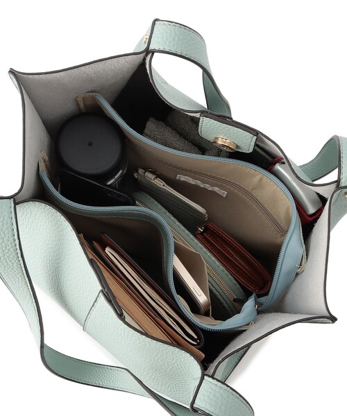 DRESKIP（ドレスキップ）の「◆【通勤】タックあおりトート（トートバッグ・レディース・グレー/ブラック/ライトグリーン・00）」の4枚目の写真