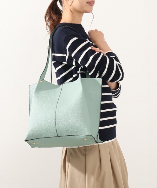 DRESKIP（ドレスキップ）の「◆【通勤】タックあおりトート（トートバッグ・レディース・グレー/ブラック/ライトグリーン・00）」の8枚目の写真