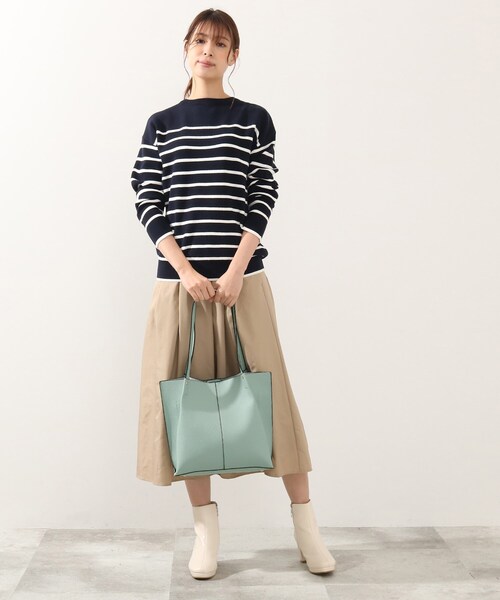 DRESKIP（ドレスキップ）の「◆【通勤】タックあおりトート（トートバッグ・レディース・グレー/ブラック/ライトグリーン・00）」の6枚目の写真