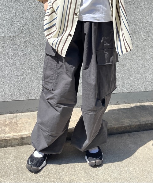 CPCM（シーピーシーエム）の「リップワイドカーゴパンツ（カーゴパンツ・メンズ・ホワイト/ブラック/カーキ/チャコールグレー/マスタード・FREE）」の3枚目の写真