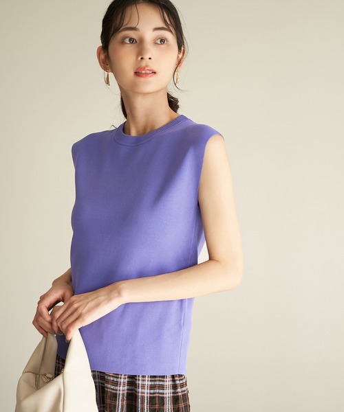 ROPE' PICNIC（ロペピクニック）の「Beauty knit/ゼロスリーブニットプルオーバー/WEB限定カラーあり（ニット/セーター・レディース・ブラック/オフホワイト/ブラウン/ベージュ/グリーン/グリーン系その他/カーキ/パープル系その他/ボルドー/サックスブルー・38）」の9枚目の写真