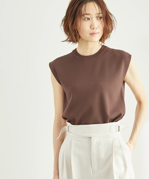 ROPE' PICNIC（ロペピクニック）の「Beauty knit/ゼロスリーブニットプルオーバー/WEB限定カラーあり（ニット/セーター・レディース・ブラック/オフホワイト/ブラウン/ベージュ/グリーン/グリーン系その他/カーキ/パープル系その他/ボルドー/サックスブルー・38）」の3枚目の写真