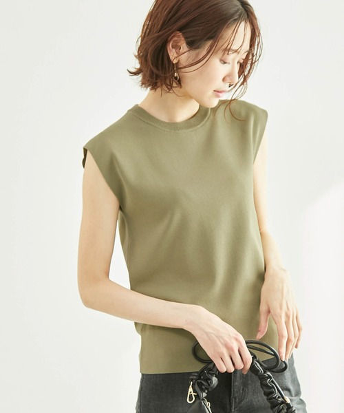 ROPE' PICNIC（ロペピクニック）の「Beauty knit/ゼロスリーブニットプルオーバー/WEB限定カラーあり（ニット/セーター・レディース・ブラック/オフホワイト/ブラウン/ベージュ/グリーン/グリーン系その他/カーキ/パープル系その他/ボルドー/サックスブルー・38）」の5枚目の写真