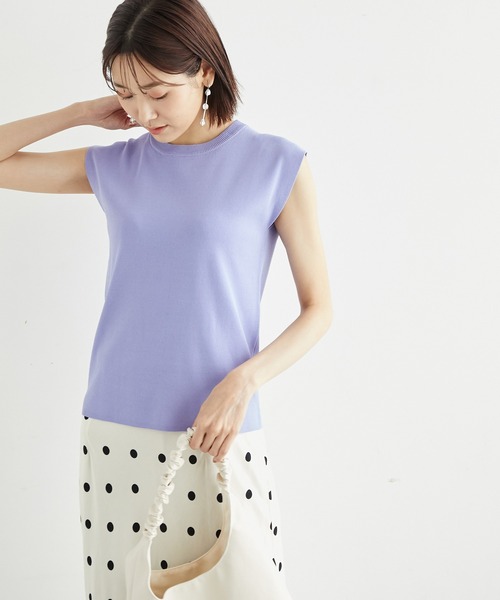 ROPE' PICNIC（ロペピクニック）の「Beauty knit/ゼロスリーブニットプルオーバー/WEB限定カラーあり（ニット/セーター・レディース・ブラック/オフホワイト/ブラウン/ベージュ/グリーン/グリーン系その他/カーキ/パープル系その他/ボルドー/サックスブルー・38）」の8枚目の写真
