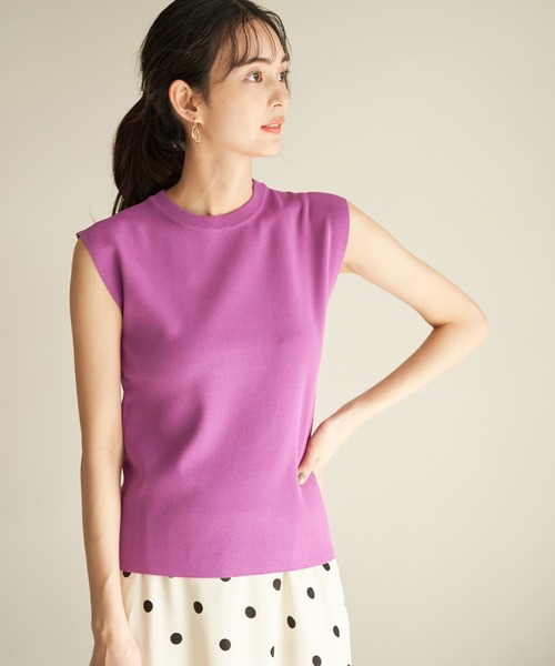 ROPE' PICNIC（ロペピクニック）の「Beauty knit/ゼロスリーブニットプルオーバー/WEB限定カラーあり（ニット/セーター・レディース・ブラック/オフホワイト/ブラウン/ベージュ/グリーン/グリーン系その他/カーキ/パープル系その他/ボルドー/サックスブルー・38）」の10枚目の写真