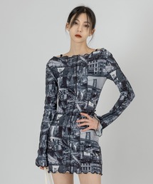 【FLW MADE/WOMAN】プリント ストレッチワンピース