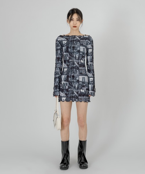 FOLLOWIN（フォロウィン）の「【FLW MADE/WOMAN】プリント ストレッチワンピース（ワンピース・レディース・アイボリー/ブラック/バーガンディー・FREE）」の15枚目の写真